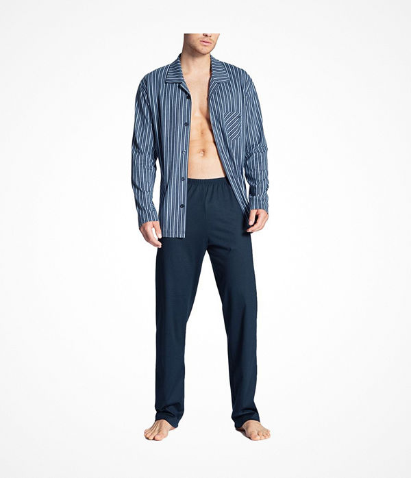 Calida Relax Imprint Buttoned Pyjama Blue