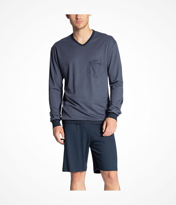 Calida Relax Streamline Short Pyjama LS Blue