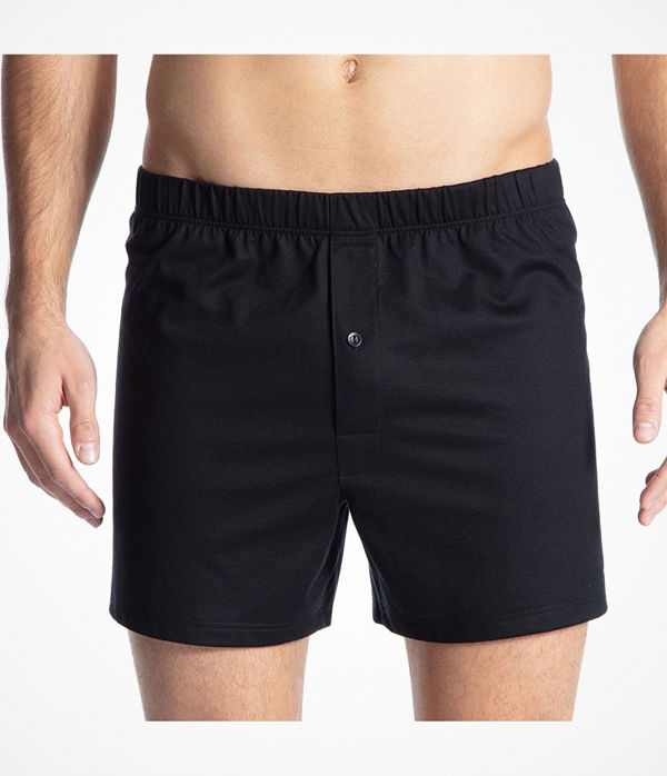 Calida Cotton Code Boxer Shorts With Fly Black