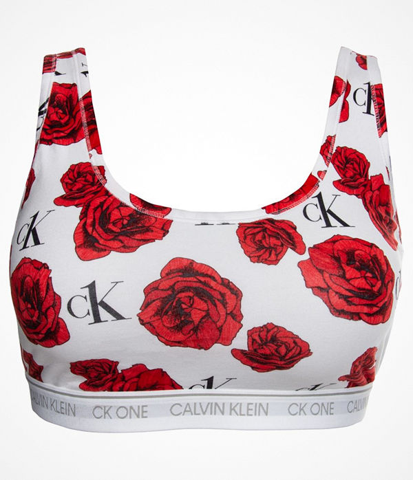 Calvin Klein One Cotton Plus Unlined Bralette White Pattern-2
