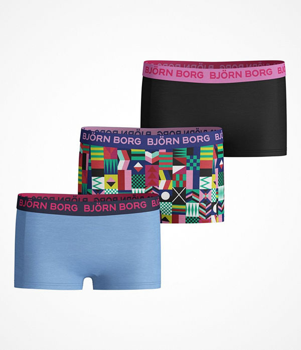 Björn Borg 3-pack Cotton Stretch Shorts For Girls 213 Black pattern-2