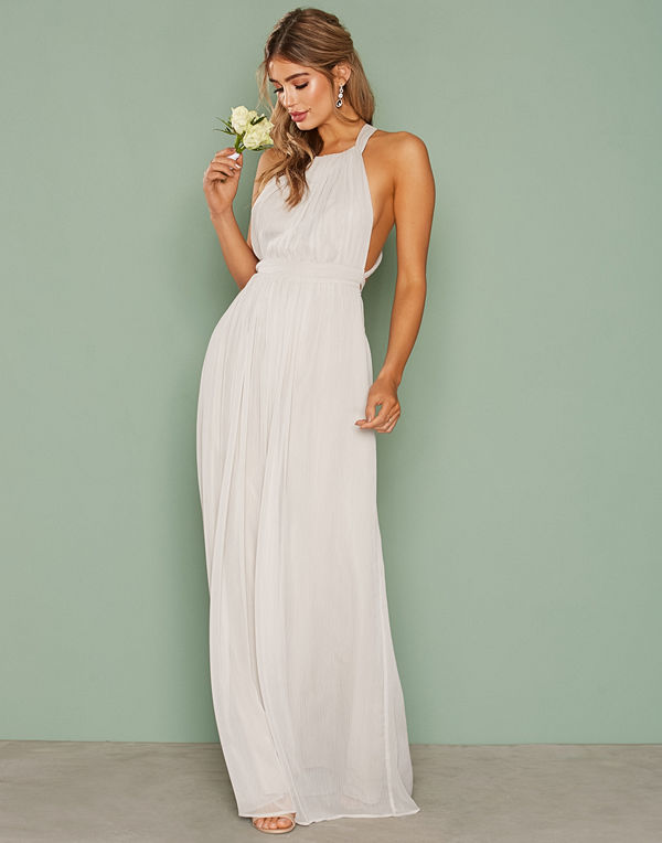 NLY Eve Tied Back Gown Ljus Grå