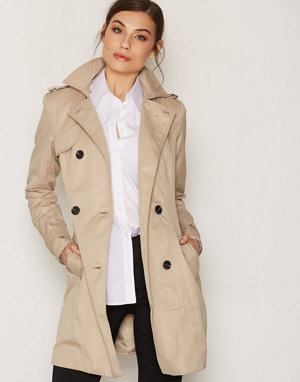 Vila Vithree Long Trenchcoat-Noos Ljus Brun