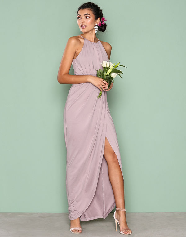 NLY Eve Drapy Slit Gown Beige