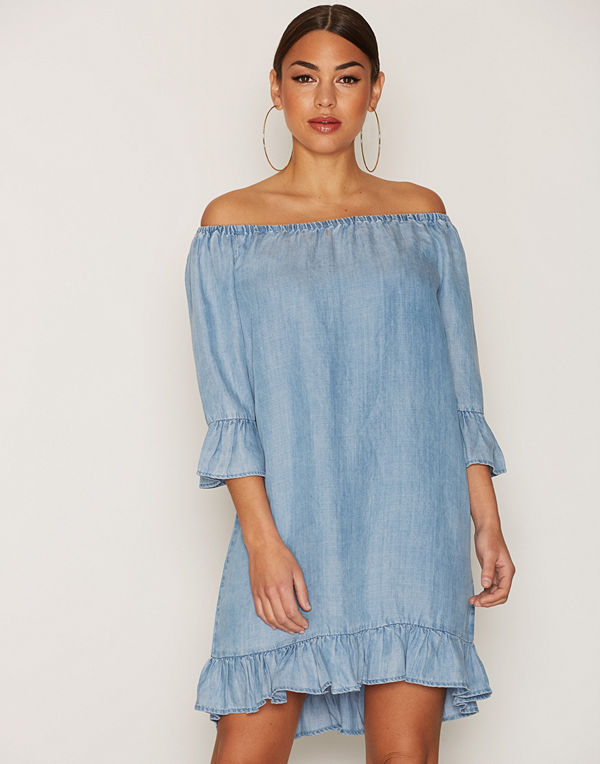 Only onlSECO Lightblue Shoulder Dnmdress Ljus Blå
