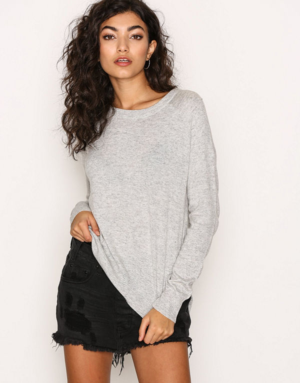 Object Collectors Item Objvictoria L/S Knit Pullover Noos Ljus Grå