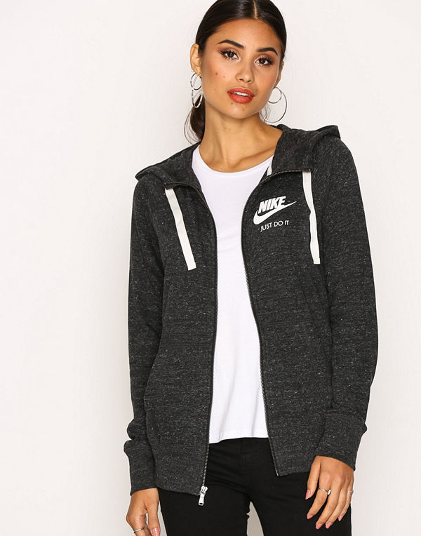 Nike W Nsw Gym Vntg Hoodie Fz Svart