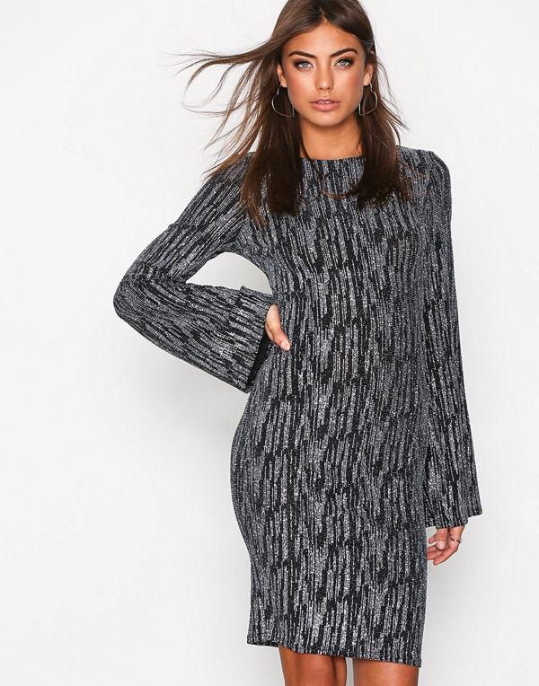 NLY Trend Sparkle Wide Mini Dress Svart/Silver