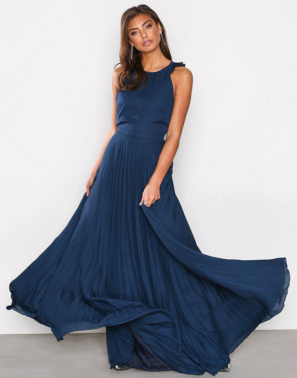 NLY Eve Pleated Frill Gown Navy
