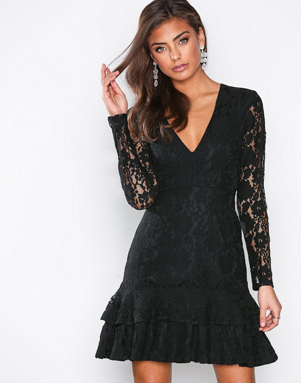 NLY One LS Frill Lace Dress Svart