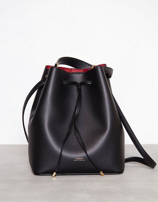 Lauren Ralph Lauren Debby Drawstring Medium Svart/Röd axelväska