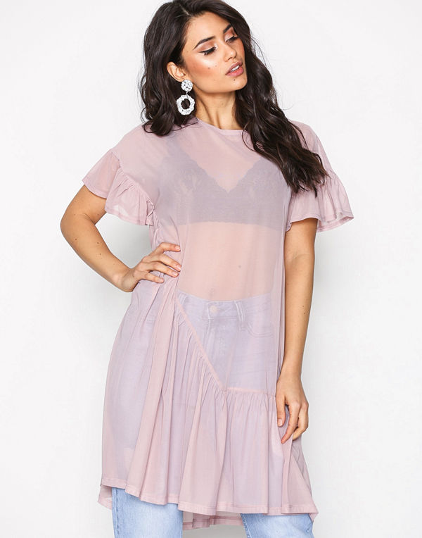 NLY Trend Cute Mesh Flounce Dress Rosa
