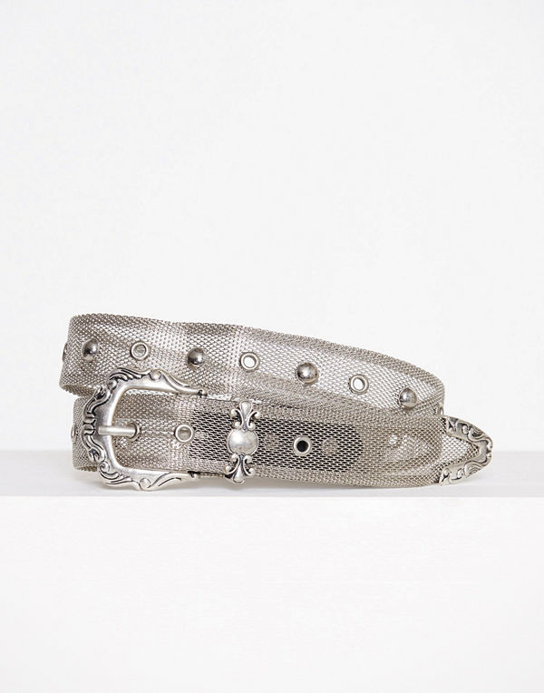 Topshop Full Mesh Western Belt Silver