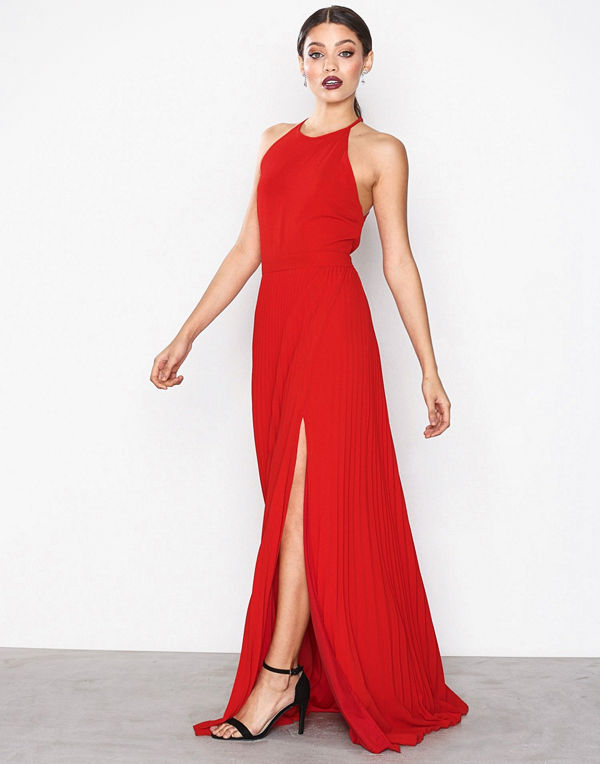 NLY Eve Pleated Lace Gown Röd