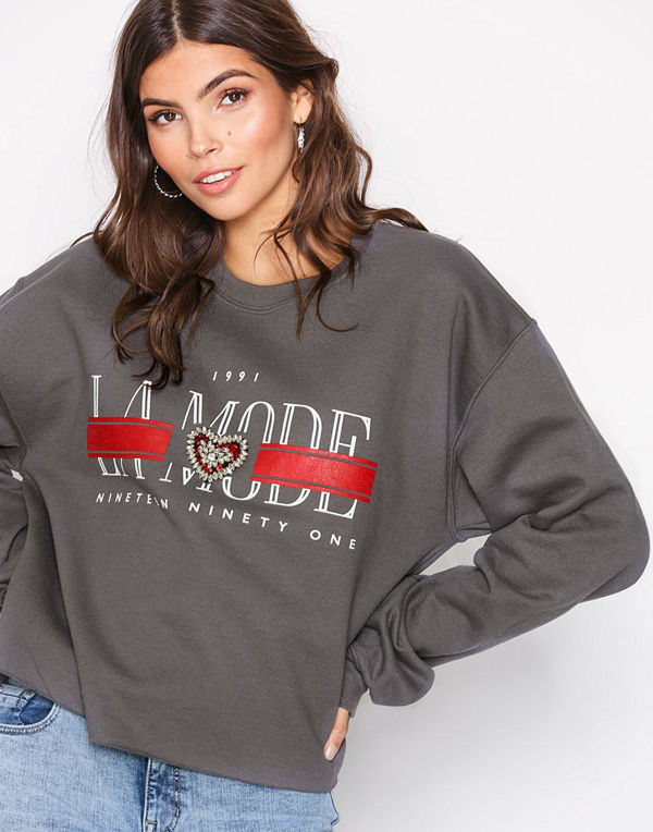 River Island Mode Heatseal Sweat Grey