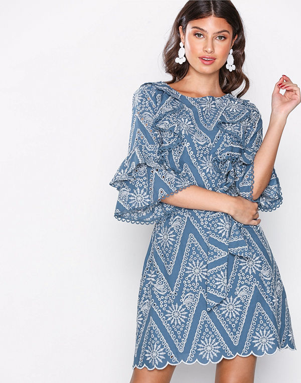 River Island Lace Waisted Dress Light Blue