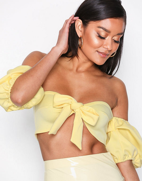 NLY One Tie Crop Top Ljus Gul