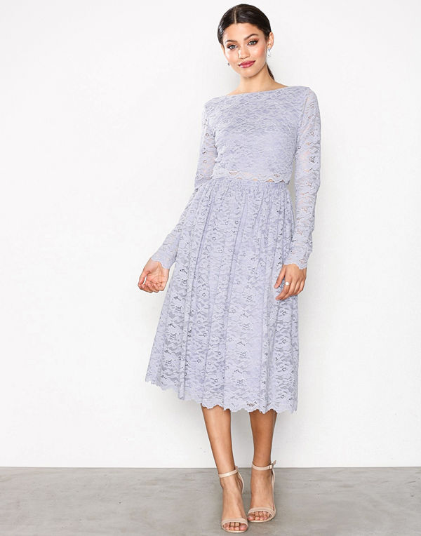NLY Eve Lace Dream Midi Dress Ljus Grå
