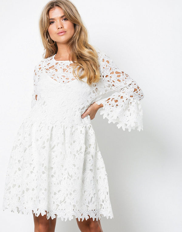 Only onlDAISY Frill Emb Dress Jrs Vit