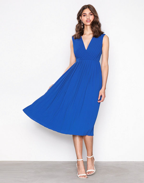 Selected Femme Sfsvenja Sl Pleated Dress Mörk Blå