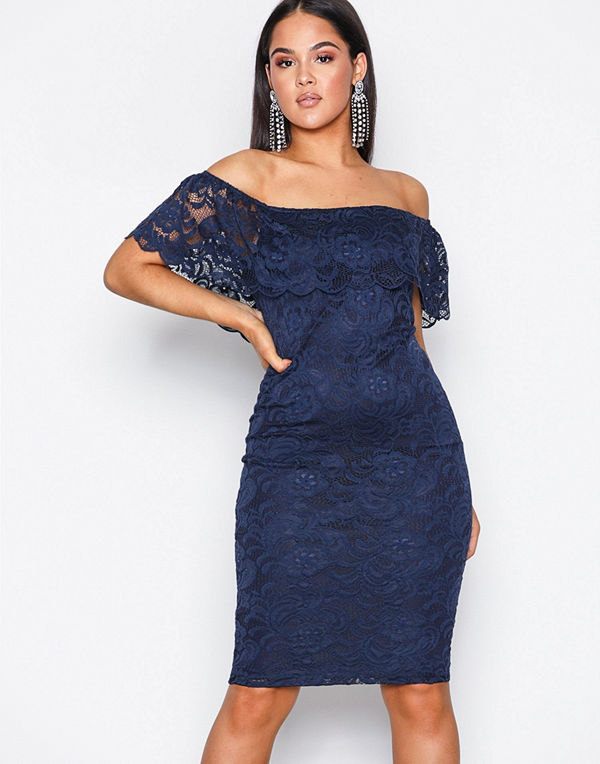 NLY One Lace Bardot Dress Navy