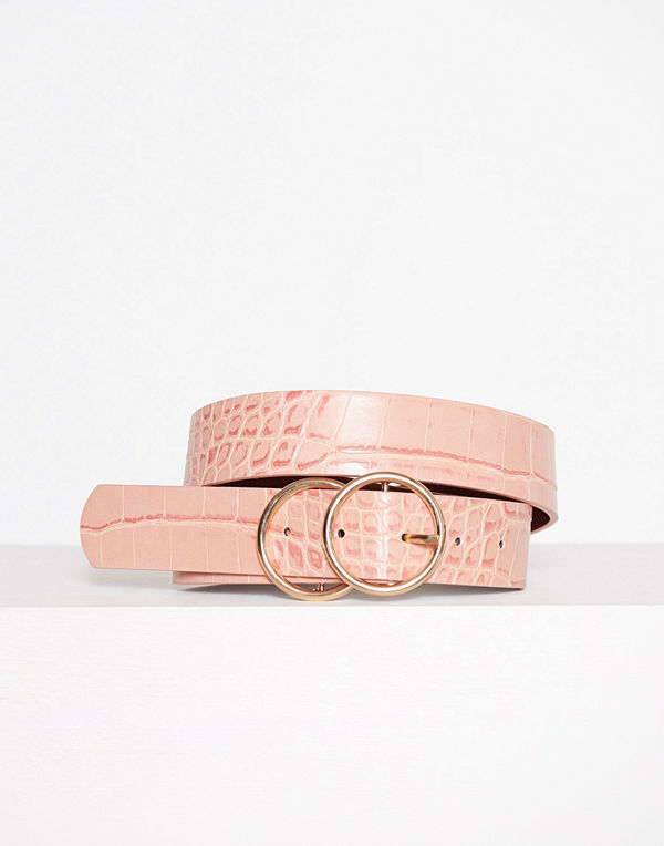 River Island Double Ring Croc Jeans Belt Pink
