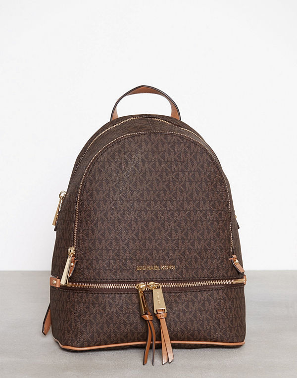 MICHAEL Michael Kors mörkgrå mönstrad ryggsäck Rhea Zip Backpack Brun