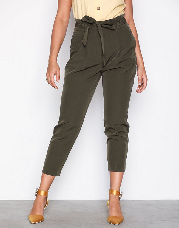 New Look omönstrade byxor Paperbag Waist Trousers Kahki