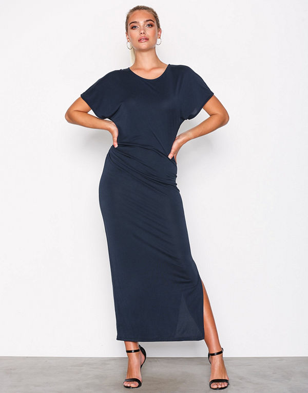 Selected Femme Sfhelen Ss Pleat Dress Dark Sapphire