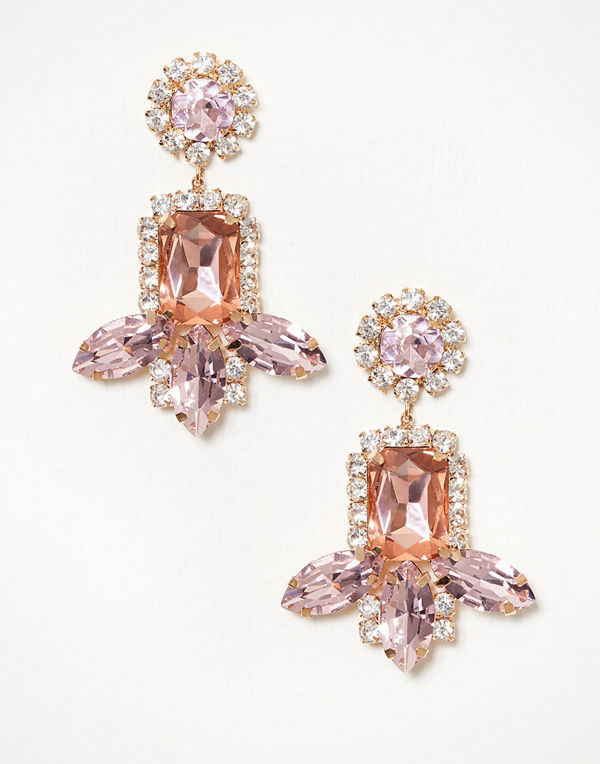 River Island örhängen Pretty Sparkle Navette Drop Pink