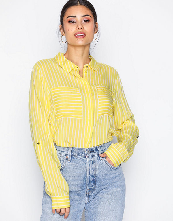 Jacqueline de Yong Jdyelaine L/S Stripe Shirt Wvn Mörk Gul