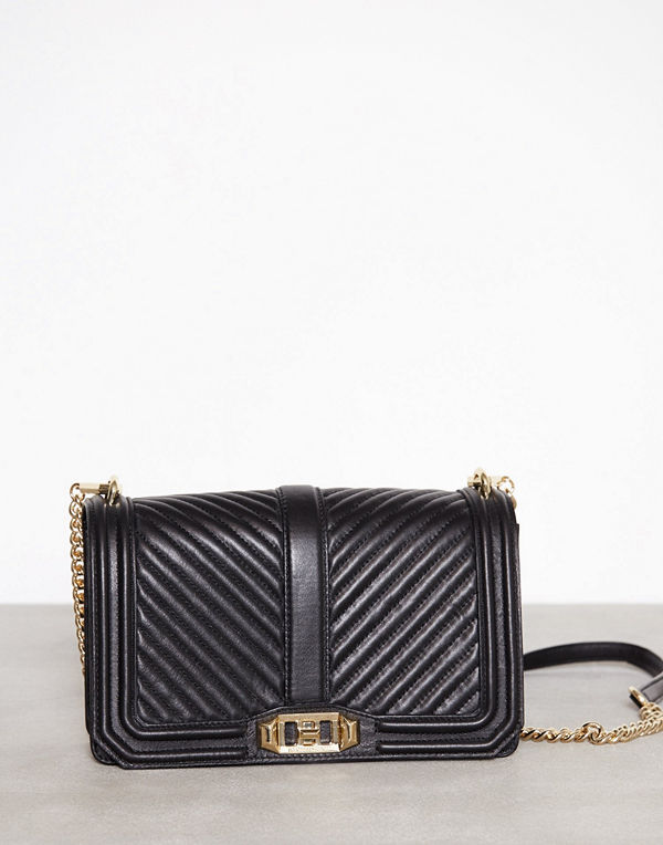 Rebecca Minkoff Chevron Quilted Love Crossbody Svart axelväska