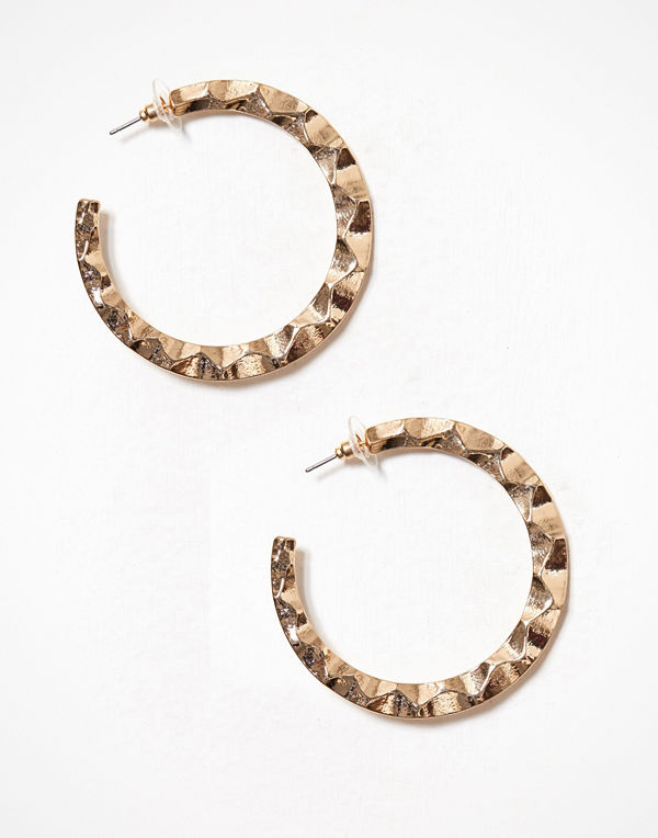 River Island örhängen Large Battered Gold Hoop