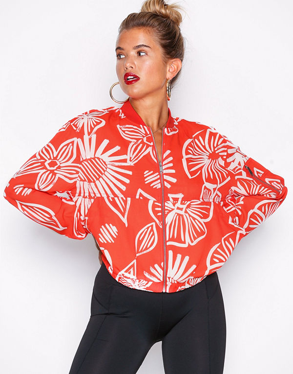 Tommy Jeans röd bomberjacka med tryck Floral Print Bomber Blommig