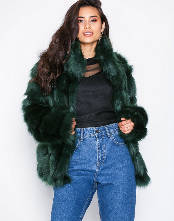 NLY Trend Fluffy Fur Jacket Grön