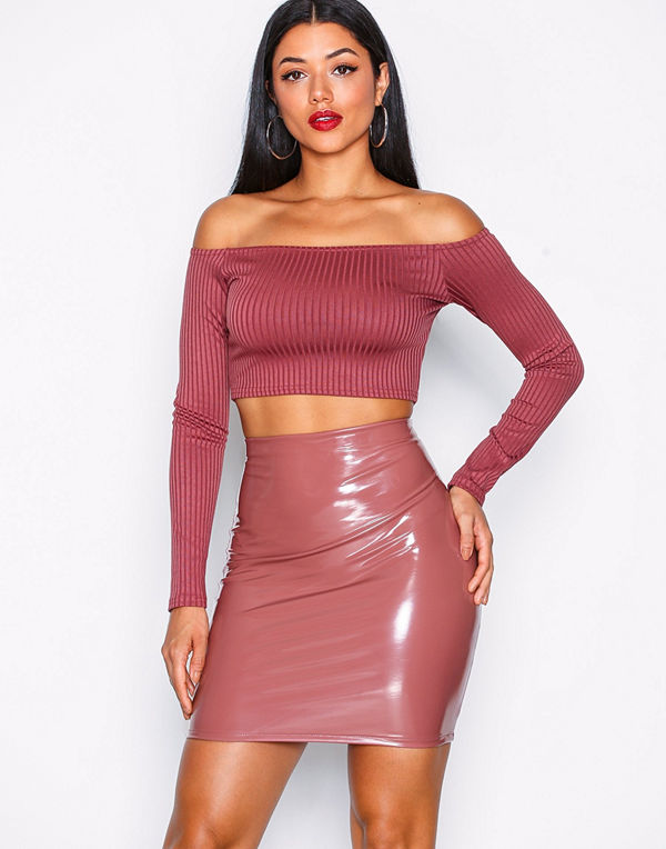 NLY One Patent Short Skirt Mörk Rosa