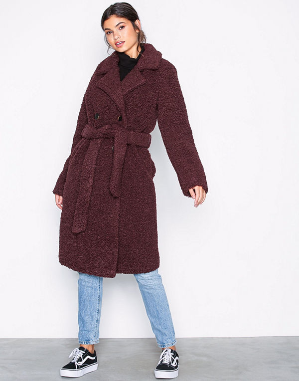 Selected Femme Slfpalla Teddy Coat B Mörk Lila