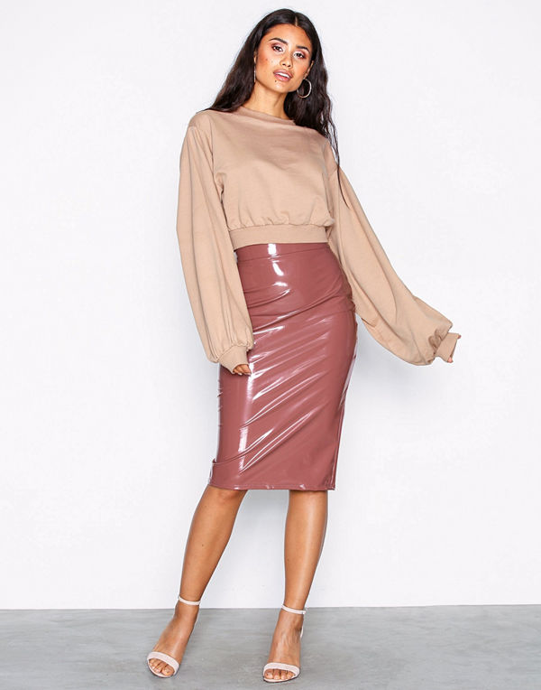 NLY One Patent Midi Skirt Mörk Rosa