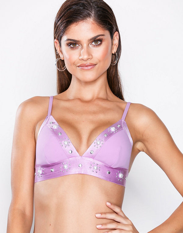 River Island Pearl Trim Elastic Triangle Top