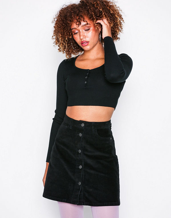 Noisy May Nmsunny Short Corduroy Skater Skirt Svart