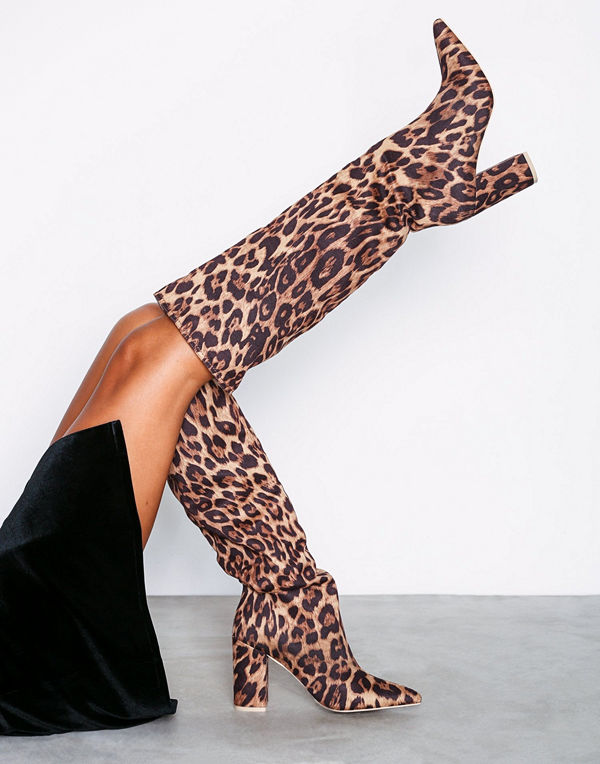 NLY Shoes Wide Knee High Boot Leo