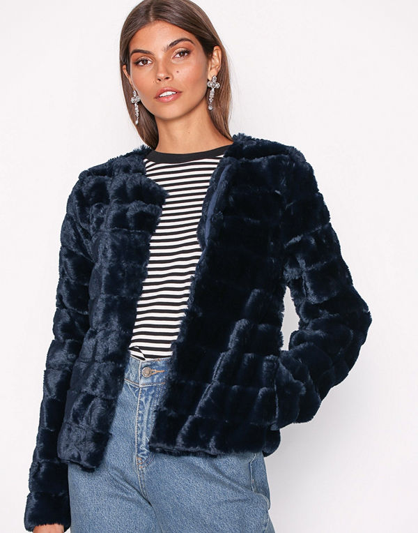 Vero Moda Vmavenue Faux Fur Short Jacket Boos Mörk Blå