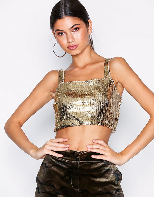NLY Trend Sequin Crop Top Guld