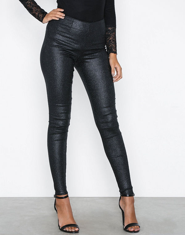 Pieces Pcskin Paro Hw Leggings Glitter Bla