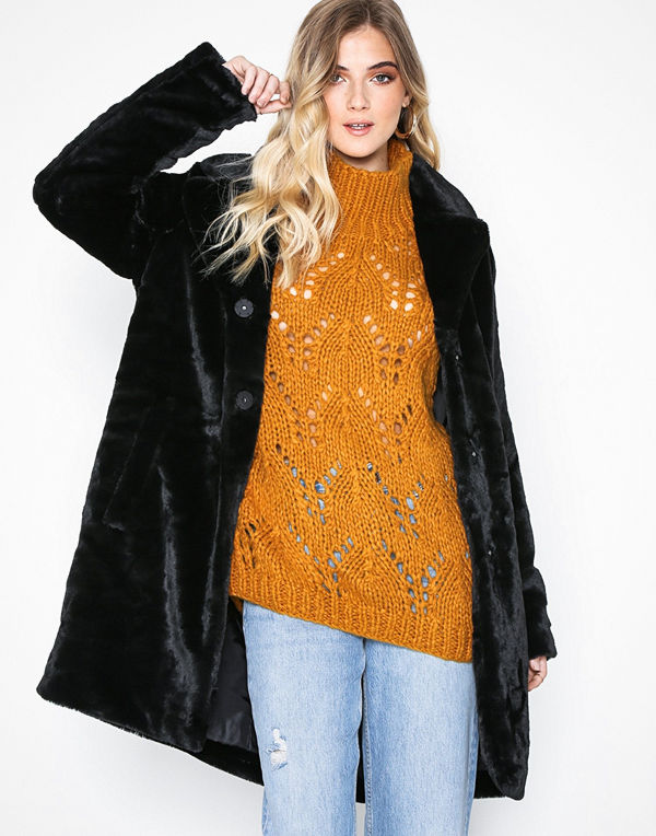 Object Collectors Item Objviolet L/S Faux Fur Coat a Div
