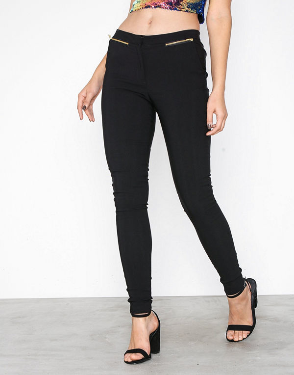 New Look svarta byxor Zip Side Stretch Slim Leg Trousers Black