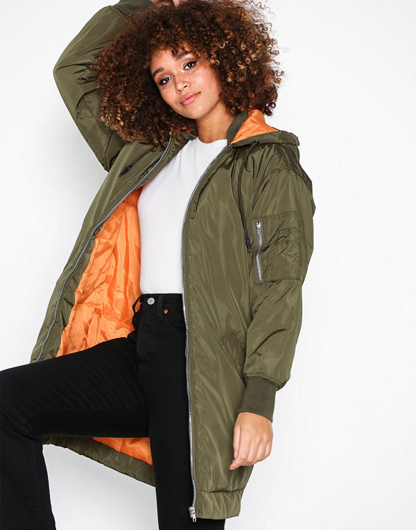 Missguided omönstrad bomberjacka Longline Hybrid Parka Jacket Khaki