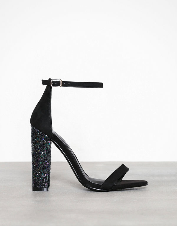 Missguided Glitter Block Heel Black