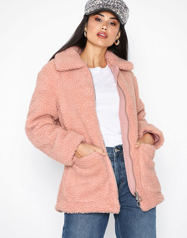 Topshop Borg Zip Up Jacket