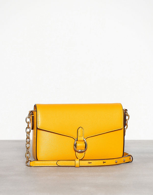 Lauren Ralph Lauren gul axelväska Flap Crossbody Medium
